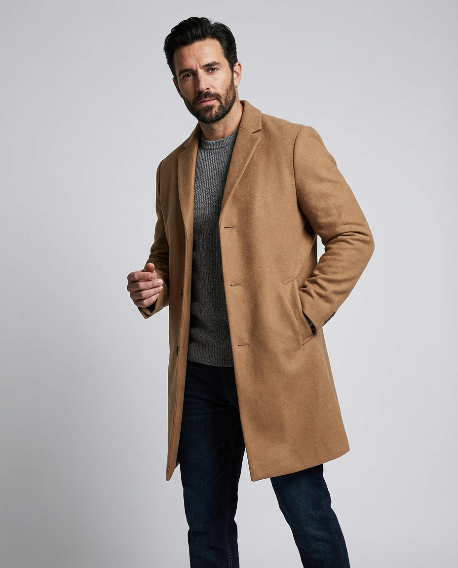 Men's Coats Single Breasted Longline | Minimal Style