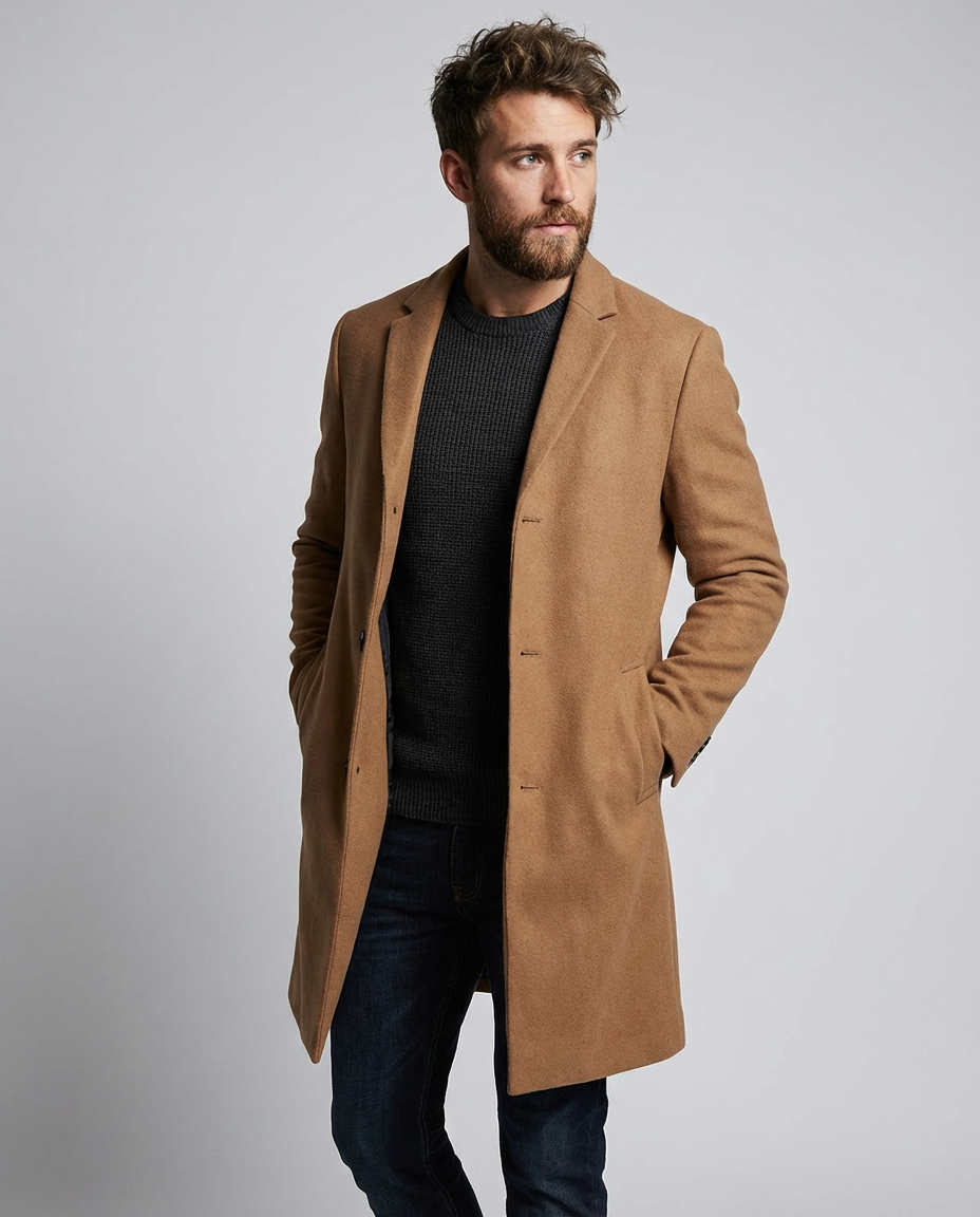 Men's Coats Single Breasted Longline | Minimal Style