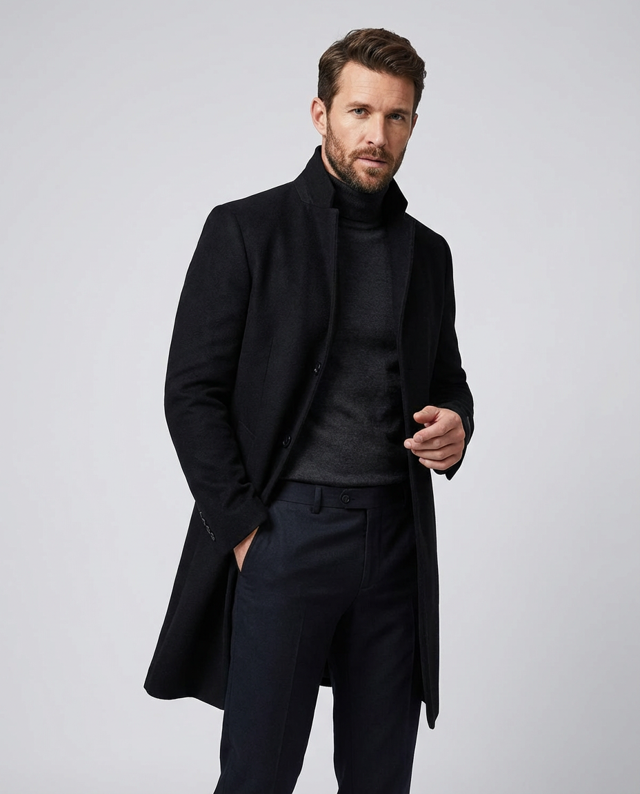 Men's Coats Single Breasted Longline | Minimal Style