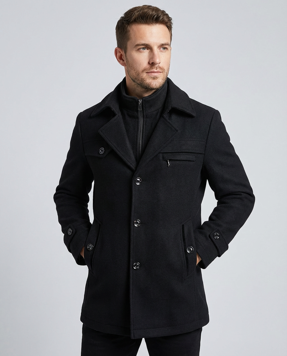 Men's Coats Stand Collar Button Front | Smart Casual
