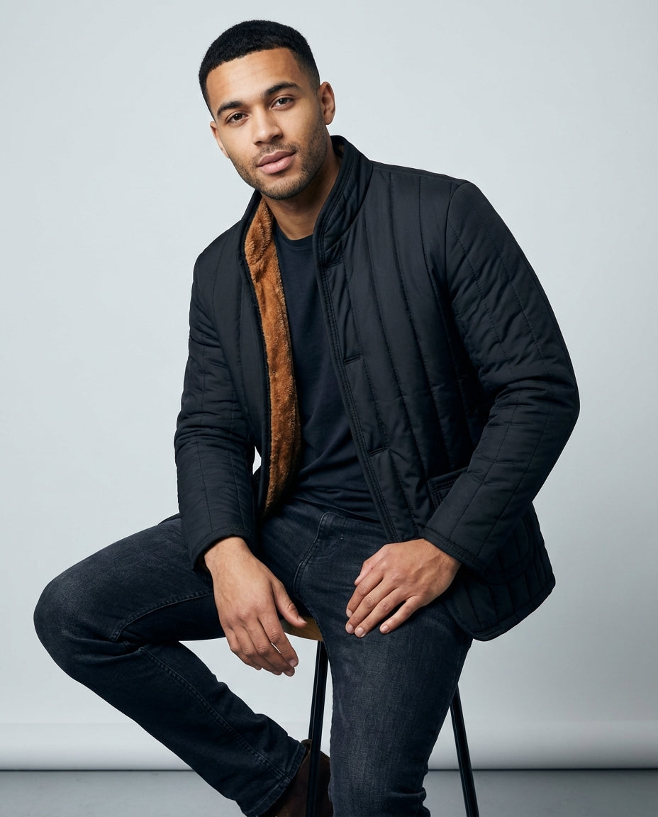 Men's Down Jacket Button Front | Thermal Winter Style