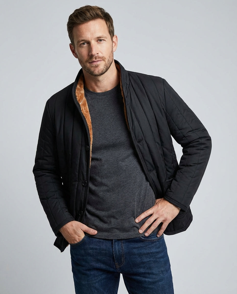Men's Down Jacket Button Front | Thermal Winter Style