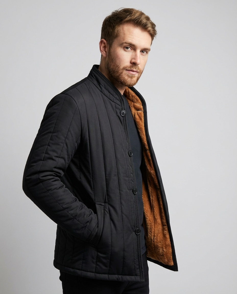 Men's Down Jacket Button Front | Thermal Winter Style