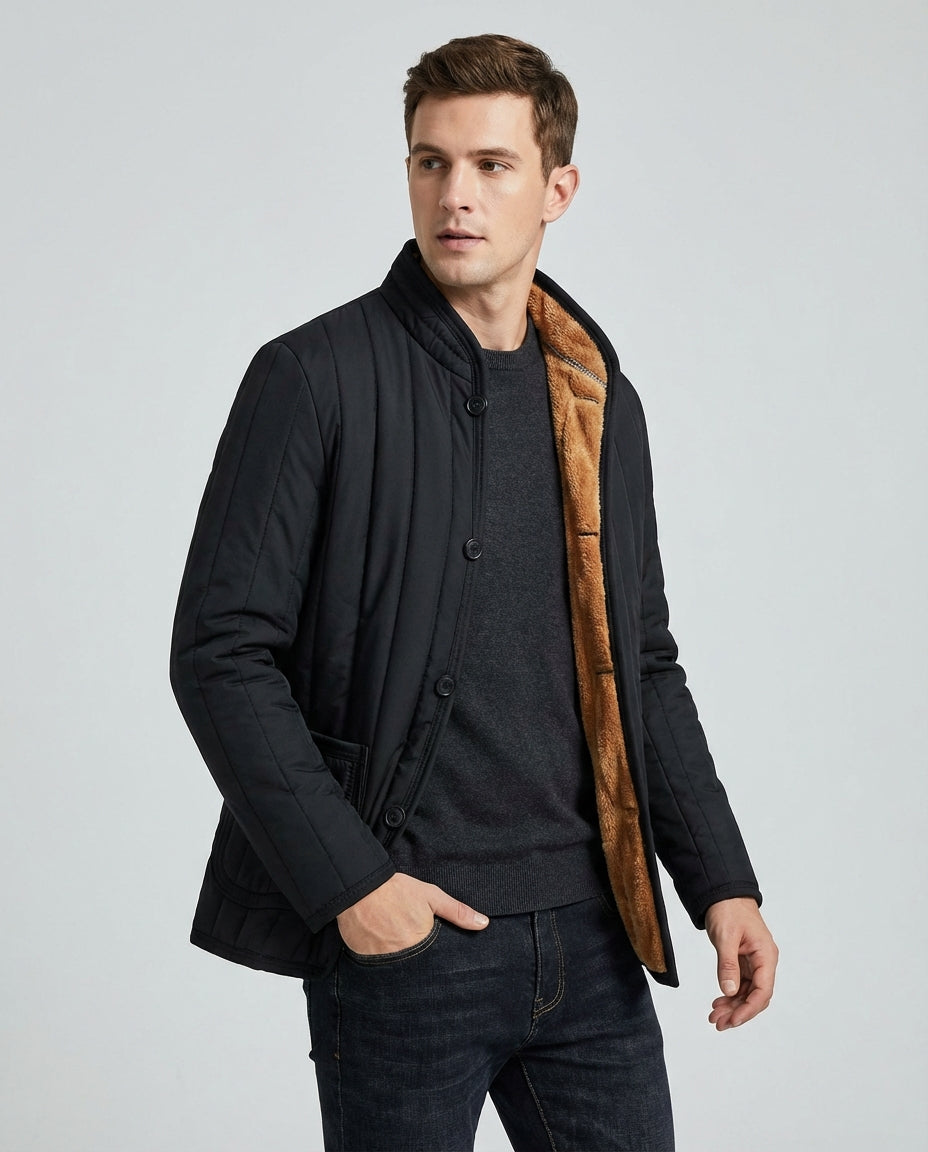 Men's Down Jacket Button Front | Thermal Winter Style