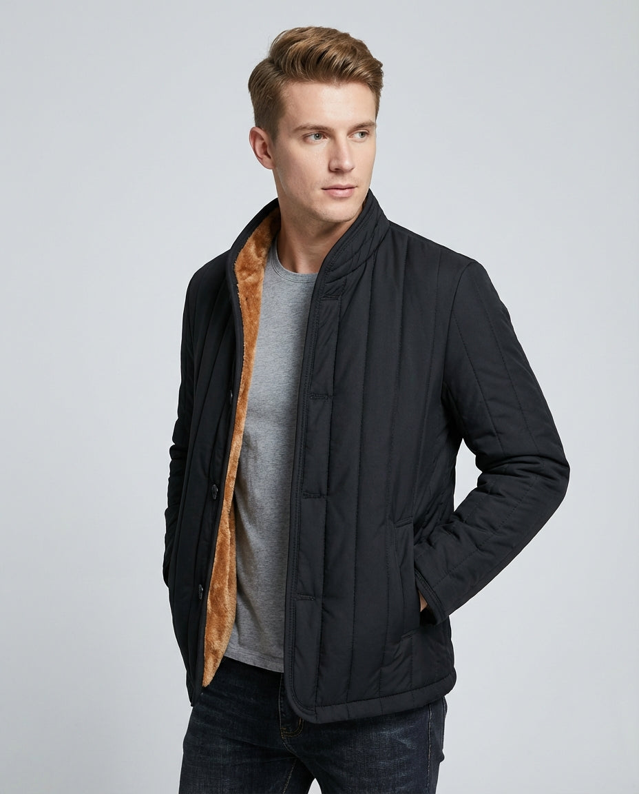 Men's Down Jacket Button Front | Thermal Winter Style