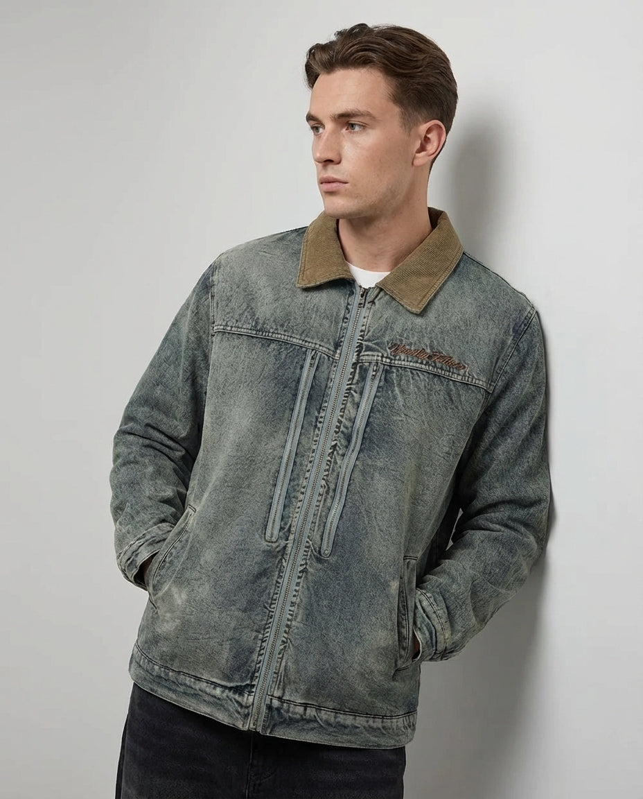 Men's Jacket Zip Up Utility | Washed Vintage Style