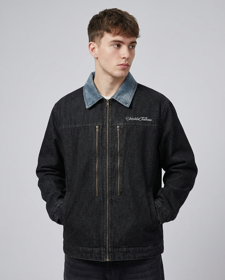 Men's Jacket Zip Up Utility | Washed Vintage Style