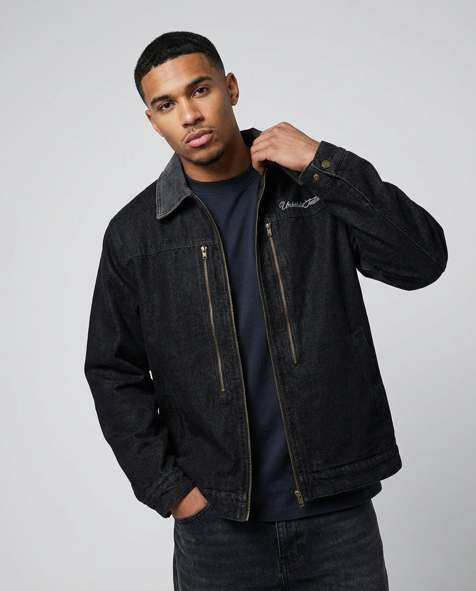 Men's Jacket Zip Up Utility | Washed Vintage Style
