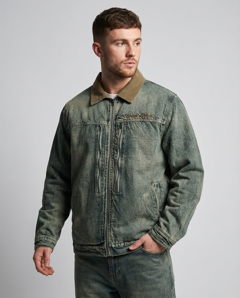 Men's Jacket Zip Up Utility | Washed Vintage Style