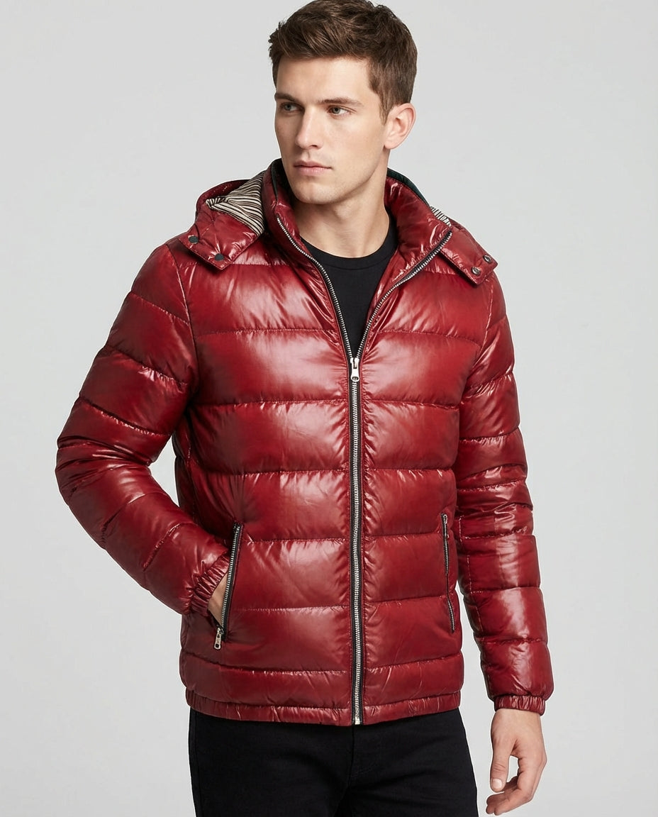 Men's Puffer Jacket Hooded Zip Up | Quilted Winter
