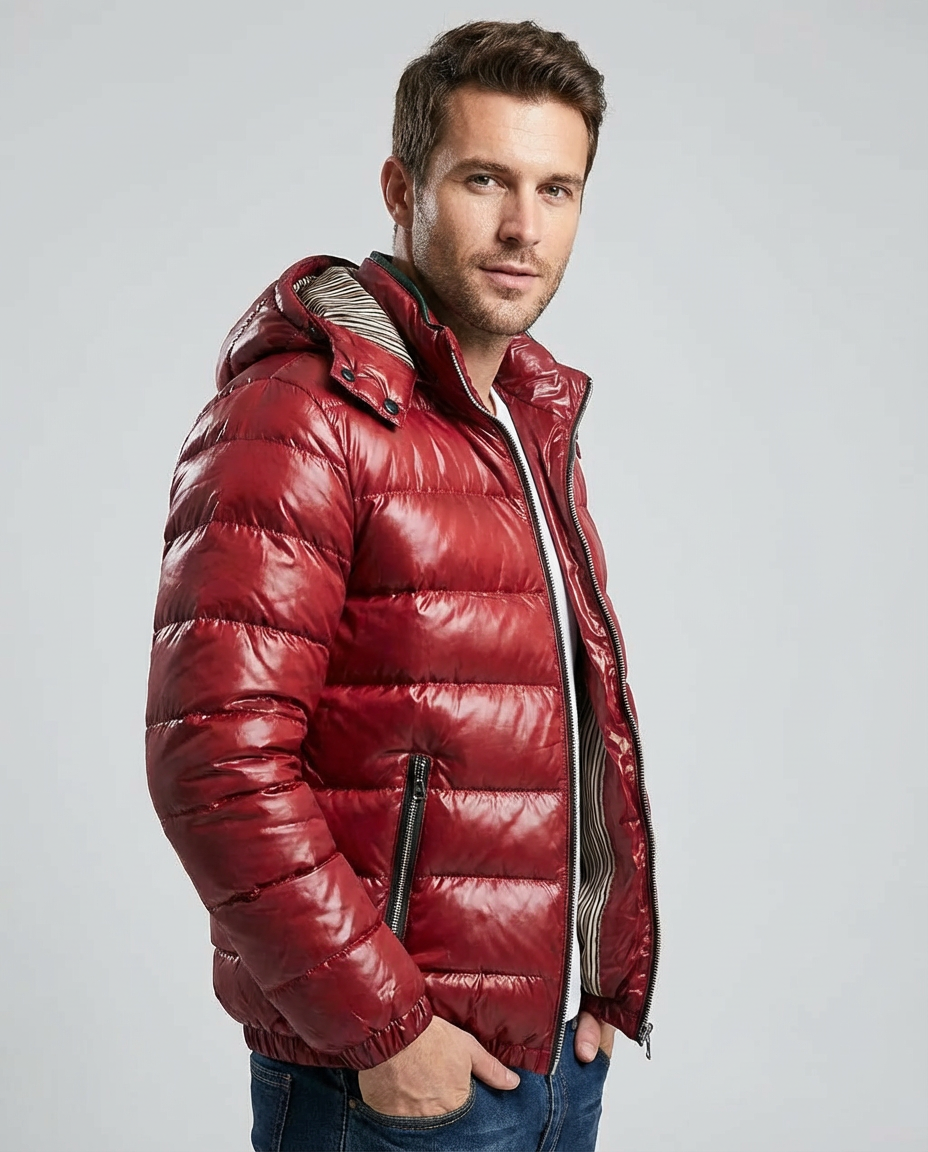 Men's Puffer Jacket Hooded Zip Up | Quilted Winter
