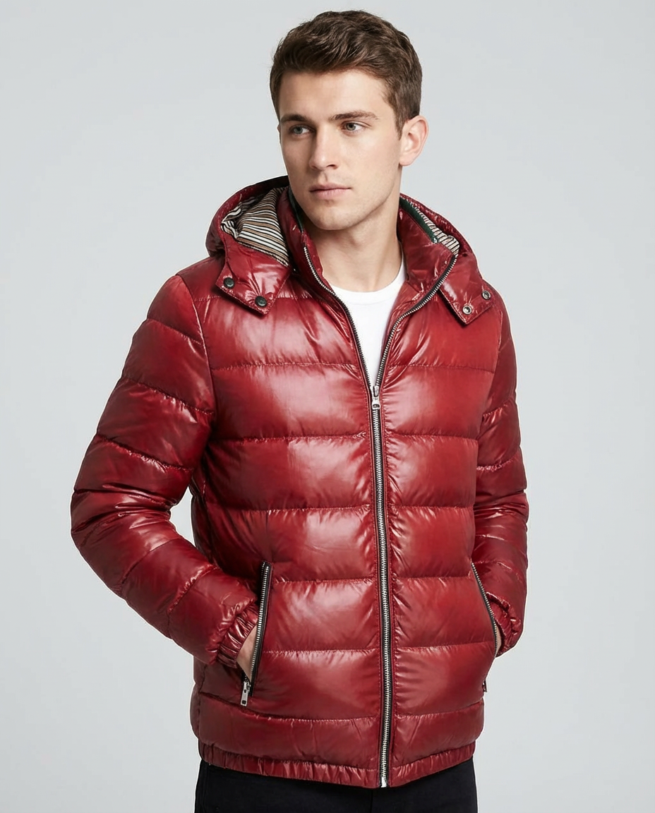 Men's Puffer Jacket Hooded Zip Up | Quilted Winter