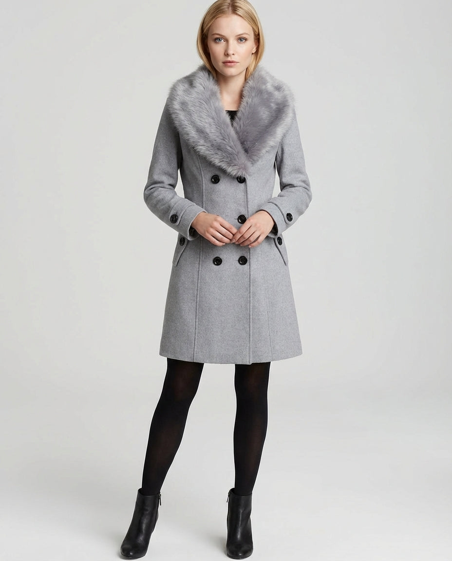 Women's Coats Double Breasted Belted | Collar