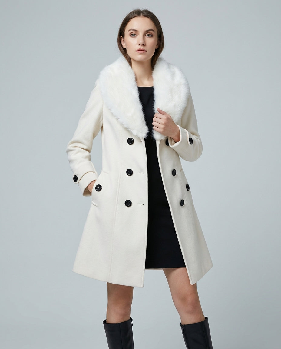 Women's Coats Double Breasted Belted | Collar