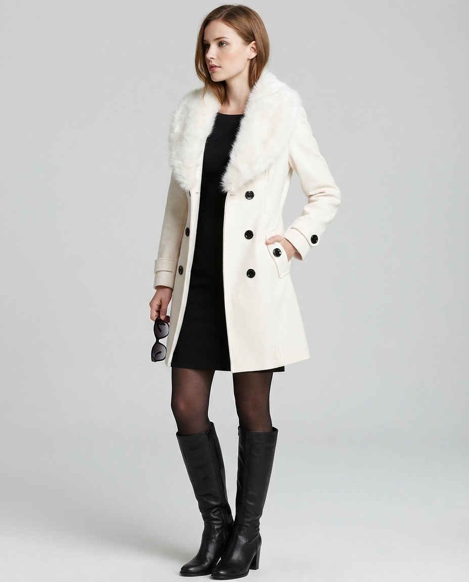 Women's Coats Double Breasted Belted | Collar