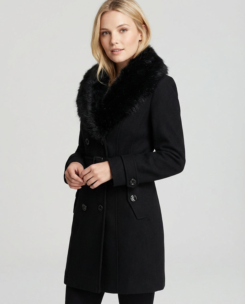 Women's Coats Double Breasted Belted | Collar