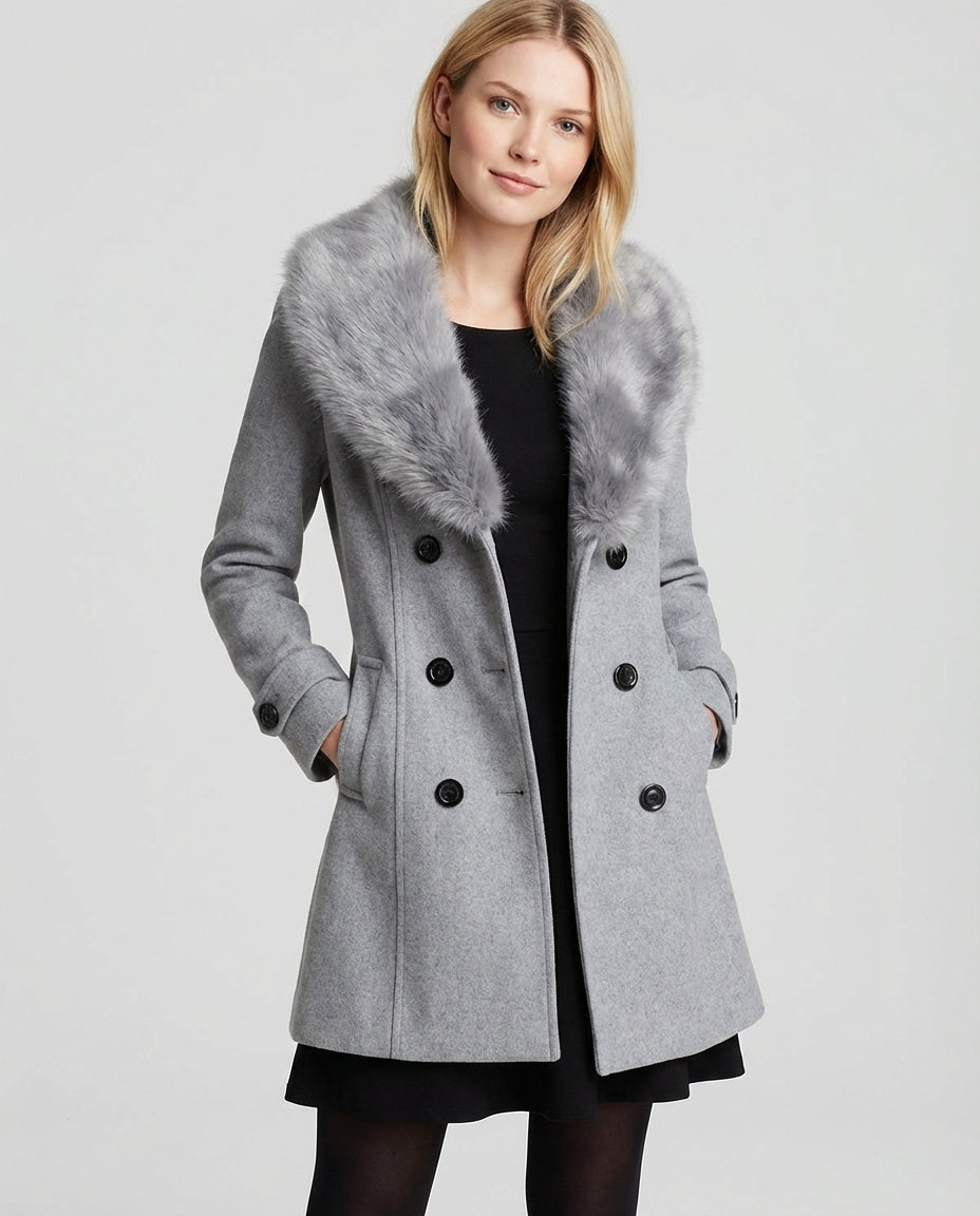 Women's Coats Double Breasted Belted | Collar